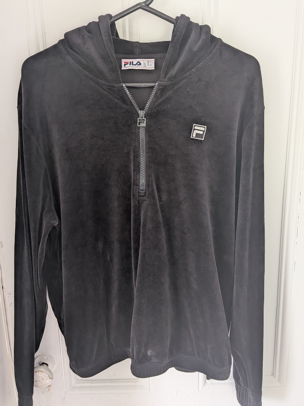 Fila Women's Black Velour Quarter-Zip Hoodie